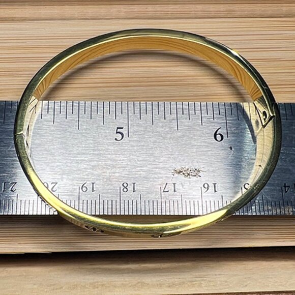 14K Gold Plate over Stainless Steel Lotus Hinged Bracelet  NWOT - Picture 3 of 3